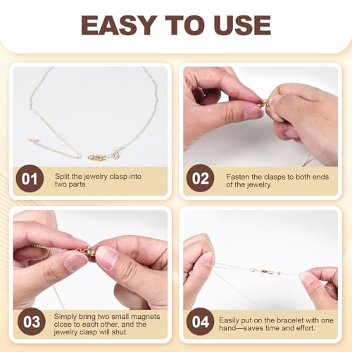 Magnetic Necklace Clasps and Closures, 18K Gold and Silver Jewelry Clasps and Closures with Lobster Clasp, Exquisite Necklace Extenders for Women and Seniors. Ideal for DIY Jewelry Making.
