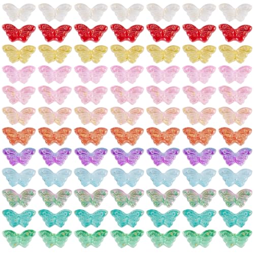 Beadthoven 240Pcs 12 Colors Butterfly Glass Crystal Beads Gold Sand Butterfly Lampwork Glass Beads Handmade Transparent Small Crystal Spacers for DIY Bracelet Necklace Earrings Jewelry Making Supplies - color: Butterflies Tiny