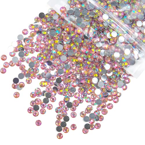 qiipii 1550PCS 5mm Pink AB Resin Rhinestones for Crafting Dark Pink Flatback Stones Bulk SS20 Non-Hotfix Diamonds Crystals Gems Charms for Nails Face Eyes Makeup Tumblers Bottles Crafts Decor Shoes - color: Crystal Dark Pink Ab, size: 5mm Bulk