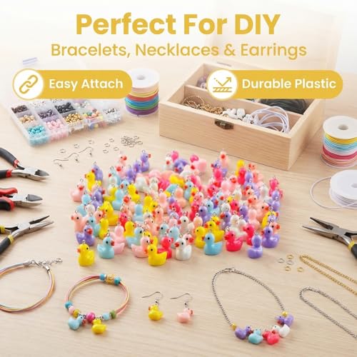 Keychain Charms Bulk 30pcs mixed Cute 3D Charms for Keychain Making for Bracelet Earring Jewelry Making DIY Crafts Includes Animal Food Fruit Flower Designs - color: Duck Mix