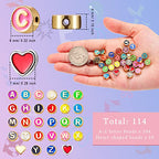 Sureio 114 Pcs Alloy Alphabet Letter Beads 8 mm Flat Round with Letter A-Z Plated Metal Initial Loose Spacer Beads for DIY Bracelet Necklace Earring Jewelry Craft Making(Bright Colors) - color: Bright Colors