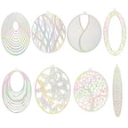 Dazzling Colorful Filigree Charms Hollow Out Multicolor Geometric Filigree Pendants for DIY Jewelry Making Earrings Necklaces Components - color: Ellipse
