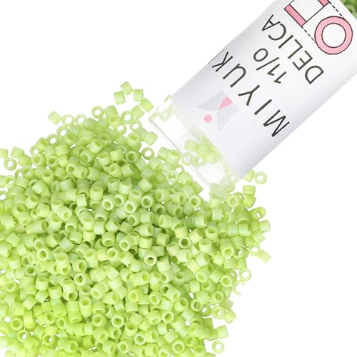 Miyuki Delica Seed Beads – Size 11/0 (1.6 mm), DB0876, Matte Opaque Chartreuse AB, 7.2 g, Approx. 1440 Beads, Made in Japan - color: DB0876 - Matte Opaque Chartreuse AB