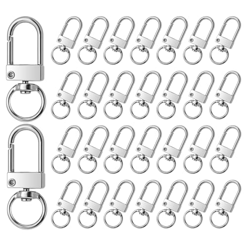 JJUNW 30 Pcs Metal Lobster Claw Clasp, Swivel Snap Key Chain Clip Hooks, Keychain Hooks for Keychain Making DIY Crafts Lanyard Making Pet Collar(Silver) - color: Silver