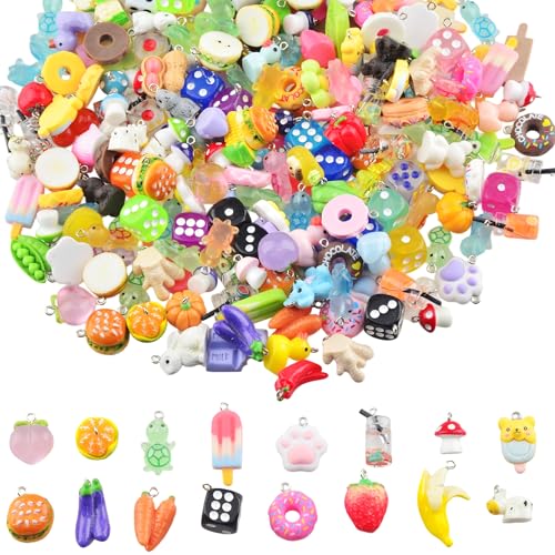 KJML DIY Cute Keychain Charms Bulk 30pcs Pendant Charms for Keychain Making Mini Resin Charm for Funny Keychains Bag Charm Purse Backpack Jewelry Making - color: Mix Random