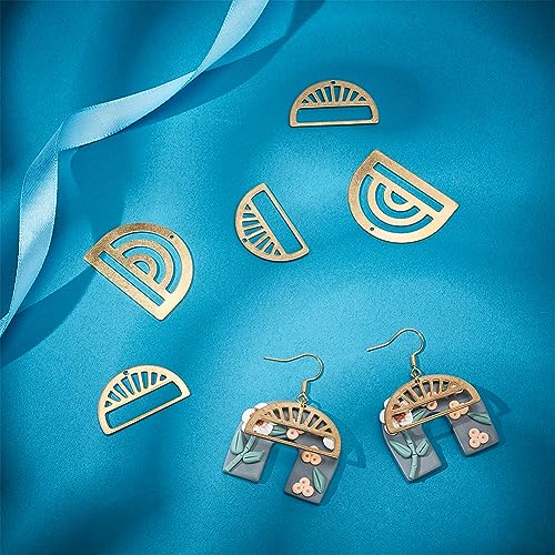 BENECREAT 16Pcs 2 Style Hollow Brass Pendants, Golden Half Round Charm for DIY Craft Jewelry Pendants Making, Hole: 1.2~1.4mm, 8pcs/Style - color: Golden Half Round