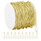 Crisjanggo 16 feet Jewelry Making Chains 14K Gold Plated Brass Paperclip Necklace Bracelet Chains for Women Men Jewelry Making with Jump Rings and Lobster Clasps - color: Paperclip Gold