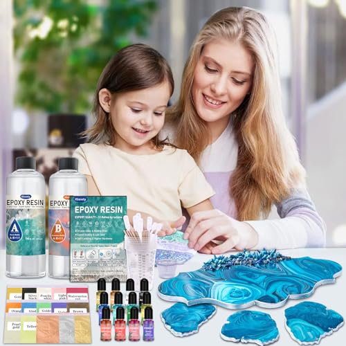 IGaiety Epoxy Resin 32 OZ, Epoxy Resin Kit, Crystal Clear Resin Not Yellowing Epoxy Kit Self-Leveling & Bubble-Free for Beginner Coating Casting DIY Jewelry Making Art Crafts (16 OZ+16 OZ) - size: 32 OZ