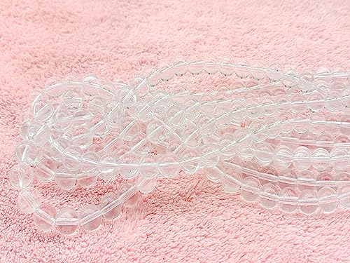 Glass Beads 6mm 140pcs Round Smooth Loose Beads for Bracelet Necklace Jewelry Making Craft DIY（6mm, 50610 Transparent） - color: Transparent, size: 6mm