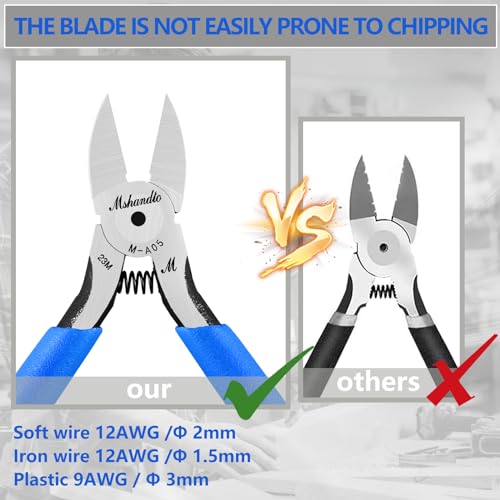 Wire Cutters, 5" Flush Cutters for Electronic Component, CR-V Side Cutters for Crafting, Ultra-Sharp Diagonal Cutters, Flush Cut Pliers for Jewelry Making, Plastic, Soft Copper Wire (2Pack) - size: A05-2Pack