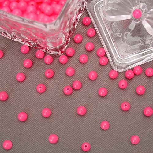 BONNY BOXX 1000PCs 6MM Jelly Rose Acrylic Round Beads, Smooth Transparent Acrylic Balls, Plastic Resin Gumball Bubblegum Chunky Beads for Necklace & Bracelet Making, Crafting Supplies - color: Jelly Rose, size: 6MM