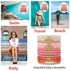 12pcs Friendship Bracelets Beaded Bracelets Heishi Bracelet Cute Bracelets Stack Vinyl Clay Disc Bead Surfer Stretch Summer Beach Bracelets For Women Preppy Bracelets - color: B-color 4