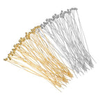 MECCANIXITY 200Pcs Plated Ball Head Pins Jewelry Making 24 Gauge 50mm Wire Head Pins Brass Ball Head Pins End Head Pins for DIY Craft Necklaces Bracelets Earrings, Silver and Gold - color: Silver and Gold, size: 50mm