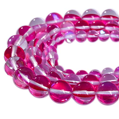 Smooth Angel Aura Quarz Beads Shining Mermaid Mystic Gemstone Loose Beads for DIY Jewelry Making 38pcs/Strand (Red,10mm) - color: Red, size: 10mm