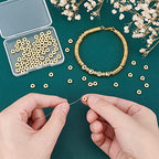 PH PandaHall 150pcs 6mm 18K Gold Plated Beads Flat Heishi Spacer Beads Disc Loose Bead Brass Flat Round Metal Bead for Summer Stackable Bracelet Necklace Jewelry Making - size: 6mm