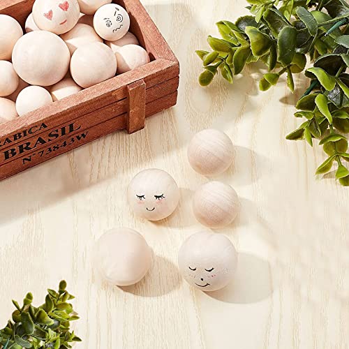 100Pcs 1 Inch Unfinished Wood Beads Round Wooden Spacer Beads Natural Wood Loose Beads - size: 25