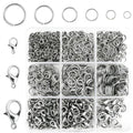 1050 Pieces Open Jump Rings and 150 Pieces Lobster Clasps, Silver Jump Rings Metal Split Connectors for Jewelry Making Crafts (Silver) - color: Silver