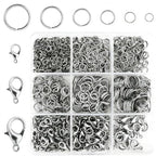 1050 Pieces Open Jump Rings and 150 Pieces Lobster Clasps, Silver Jump Rings Metal Split Connectors for Jewelry Making Crafts (Silver) - color: Silver