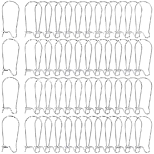 1 Box 120Pcs Kidney Earring Finding Teardrop Earring Wires Stainless Steel U Shaped Hoop Wires Long Earring Hooks Dangle Silver Earring Wires for Jewelry Making Supplies DIY Craft Beginner - size: 20x9x2mm