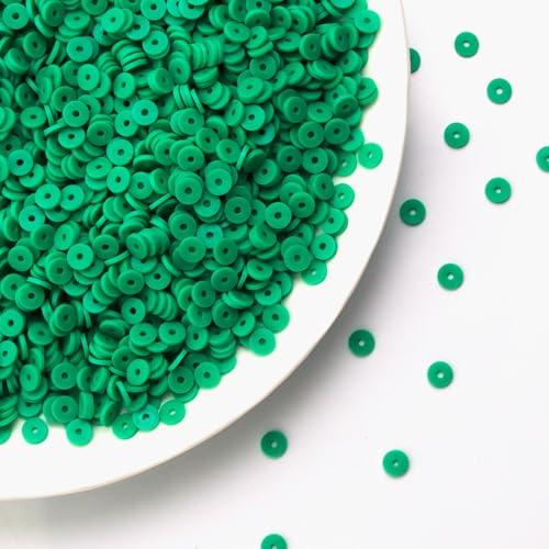 Dark Green Polymer Clay Beads, 6mm Heishi Bead for Jewelry Bracelets Necklace Making 1000PCS - color: Bold green