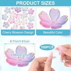 100pcs Cherry Blossom Beads, 5-Petal Purple Gradient Acrylic Flower Beads, Mini Spacer Hair Accessories Halloween Christmas for Bracelets Earring Jewelry Making - color: Purple