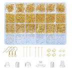 SONGIN Earring Making Kit, 1100 Pcs Jewellery Findings Earring Making Supplies Kit with Ear Hooks Posts Pins Open Jump Rings and 6 Styles Ear Backs (Gold) - color: Gold