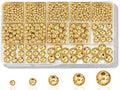 Laopottbeads 1225 Pcs Gold Beads with Oxidation-Resistant Finish, 4/6/8/10/12mm Round Beads DIY Kit for Bracelets, Earrings, Necklaces & Anklets - color: Golden, size: 4/6/8/10/12 mm, 1225 pcs