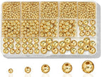 Laopottbeads 1225 Pcs Gold Beads with Oxidation-Resistant Finish, 4/6/8/10/12mm Round Beads DIY Kit for Bracelets, Earrings, Necklaces & Anklets - color: Golden, size: 4/6/8/10/12 mm, 1225 pcs
