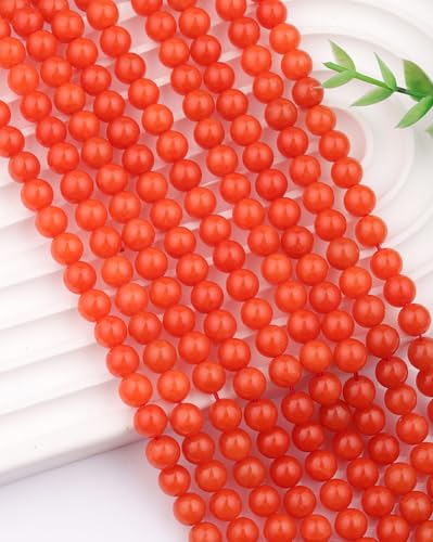 Natural Stone Beads 8mm Polished Round Smooth Gemstone Beads for Jewelry Making Supplies 15 Inch(45 Beads) (South Red Agate) - color: South Red Agate-45pcs