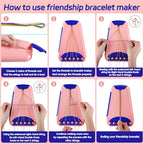 Friendship Bracelet Making Kit for Girls Ages 8-12, Kids Jewelry Making Kit with 28 Pre-Cut Threads and Letter Beads, Arts and Crafts for Kids, Birthday Easter Gifts for 6 7 8 9 10 11 12 Year Old - color: Pink/Dark Blue