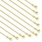 10PCS 18 Inches Adjustable 18K Gold Plated Necklaces Bulk Small Box Necklace Chain for Women - color: Gold Box