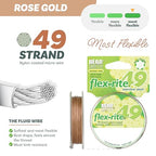 The Beadsmith Flex-Rite Beading Wire - 49-Strand Nylon-Coated Stainless-Steel Wire, 0.024" (0.60 mm) Dia, Rose Gold, 30 ft Spool, Necklace & Bracelet String, for Jewelry Making Supplies - color: Rose Gold, size: .024” Dia - 30 ft