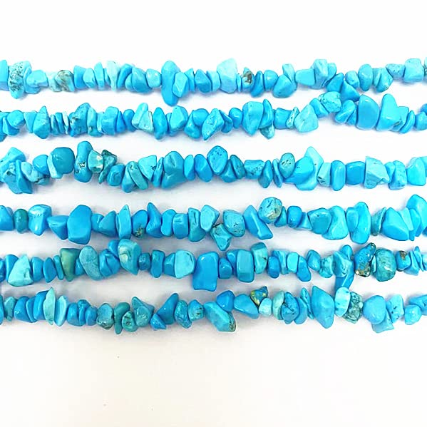 3-5mm Natural Blue Turquoise Gemstone Chips Loose Beads Semi Precious for Jewelry Making DIY Handmade Craft Supplies 1 Strand per Bag Approxi 32" - color: Blue Turquoise
