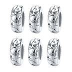 Clip Stopper Charms Sterling Silver Rondelle Spacer Bead for Bracelets (Silver) - color: Retro-Silver 6 pcs