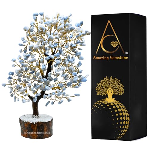 Amazing Gemstone Crystals and Healing Stones Birthday Gifts for Women - Blue Opal Crystal Tree of Life Home Decor Stocking Stuffers, Bookshelf, Room, Meditation Gift for Dad, Unique Birthday Gifts - color: Blue Opal