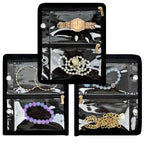 Travel Jewelry Organizer Case,Jewelry Bags for Traveling, Jewelry Binder with 24 Pcs Clear Zipper Velvet Pouches (Inner Pages, 3 PCS) - color: Inner Pages,Black,3 PCS