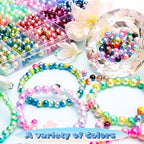 BONNY BOXX 1020PCs 6 & 8MM Gradient Mermaid ABS Pearl Beads Set for Jewelry Making Loose Round Faux Pearls with Holes for Bracelet Necklace Earring Accessories Vase Filler - color: Gradient Mermaid ABS Pearl Beads Set