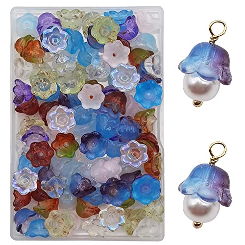INSPIRELLE 100pcs Flower Crystal Glass Bead Caps Lily of the Valley Beads for Jewelry Making and DIY Craft Accessories (Mixed, 11 * 11 * 7mm) - color: Lily of the Valley