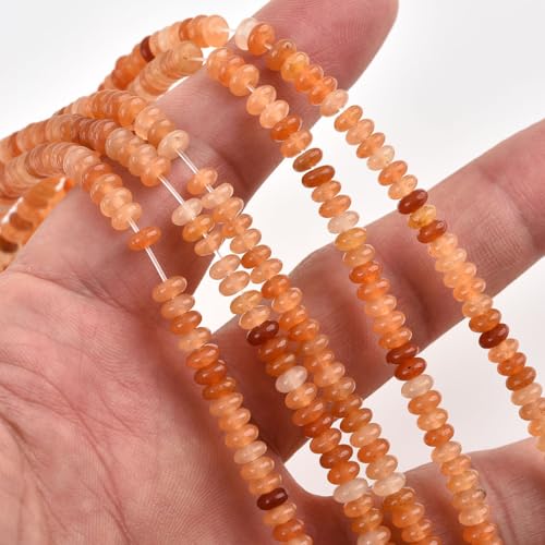 165pcs 4x2mm Natural Red Aventurine Disk Rondelle Spacer Stone Semi Precious Gemstone Loose Beads for Jewelry Making 15 Inch - color: Red Aventurine