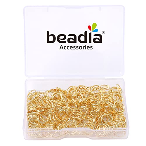 BEADIA 14K Gold Plated Jump Rings Non Tarnish 8mm 300pcs for Jewelry Making Findings - color: 14K Gold, size: 0.7x8mm