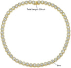 Gemsme 18K White Gold Plated Halo Necklace 5.0mm Round Cubic Zirconia Classic Tennis Necklace - color: Yellow Gold, size: 20 inch