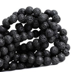 100pcs Natural Stone Beads 8mm Black Volcanic Lava Round Genuine Real Stone Beading Loose Gemstone Hole Size 1mm DIY Charm Smooth Beads for Bracelets Necklaces Earrings Jewelry Making Crafts - color: Black Lava
