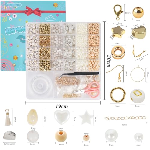 TOIPINIO Bracelet Making Kit Jewelry Making Supplies Kit Natural Stone Beads for Irregular Natural Stone with for DIY Craft-1736 PCS Friendship Bracelet/Necklace/Earrings for Adults (Moonstone) - color: Moonstone