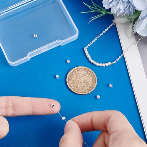 PH PandaHall 35pcs 925 Sterling Silver Spacer Bead, 3mm Small Round Infinite Pattern Beads Textured Metal Beads for DIY Jewelry Earrings Bracelets Necklace Crafts Making