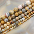 AD Beads Natural Gemstone Smooth Round Loose Beads 15" 4mm 6mm 8mm 10mm 12mm (4mm, Crazy Agate) - color: Crazy Agate, size: 4mm