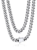 Bandmax Mens Stainless Steel Chain Necklaces 5MM/7MM/9MM/12MM Chunky Miami Cuban Link Chain Necklace Silver/Gold Plated/Black Chains for Men 18"-30" - color: 01 5MM-Silver Tone, size: 22 Inch (56cm, Pop Choice)