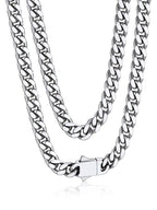 Bandmax Mens Stainless Steel Chain Necklaces 5MM/7MM/9MM/12MM Chunky Miami Cuban Link Chain Necklace Silver/Gold Plated/Black Chains for Men 18"-30" - color: 01 5MM-Silver Tone, size: 26 Inch (66cm)