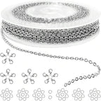8 Roll Necklace Chains, 8 Colors Jewelry Making Metal Chains with Open Jump Rings & Lobster Clasps for Jewelry Making DIY Necklace Bracelet Anklet - color: 8 Roll