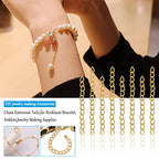 100Pcs Necklace Chain Extender for Jewelry Making,Stainless Steel Bracelets Extender Bracelet Chain Extenders Chains Extensions Tails for Necklaces Bracelet,Anklets,Jewelry Making Supplies(Gold) - color: 100pcs Gold
