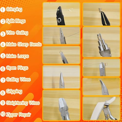 Giwaelro Jewelry Pliers Set, 10 PCS Professional Pliers for Jewelry Making, Repair and Wire Wrapping